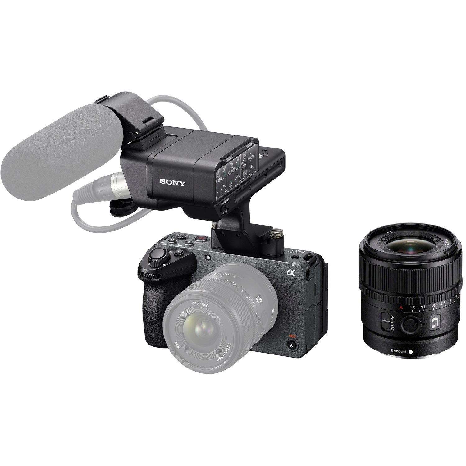 Sony FX30 mit E 15mm F1.4 G und XLR-Griffeinheit