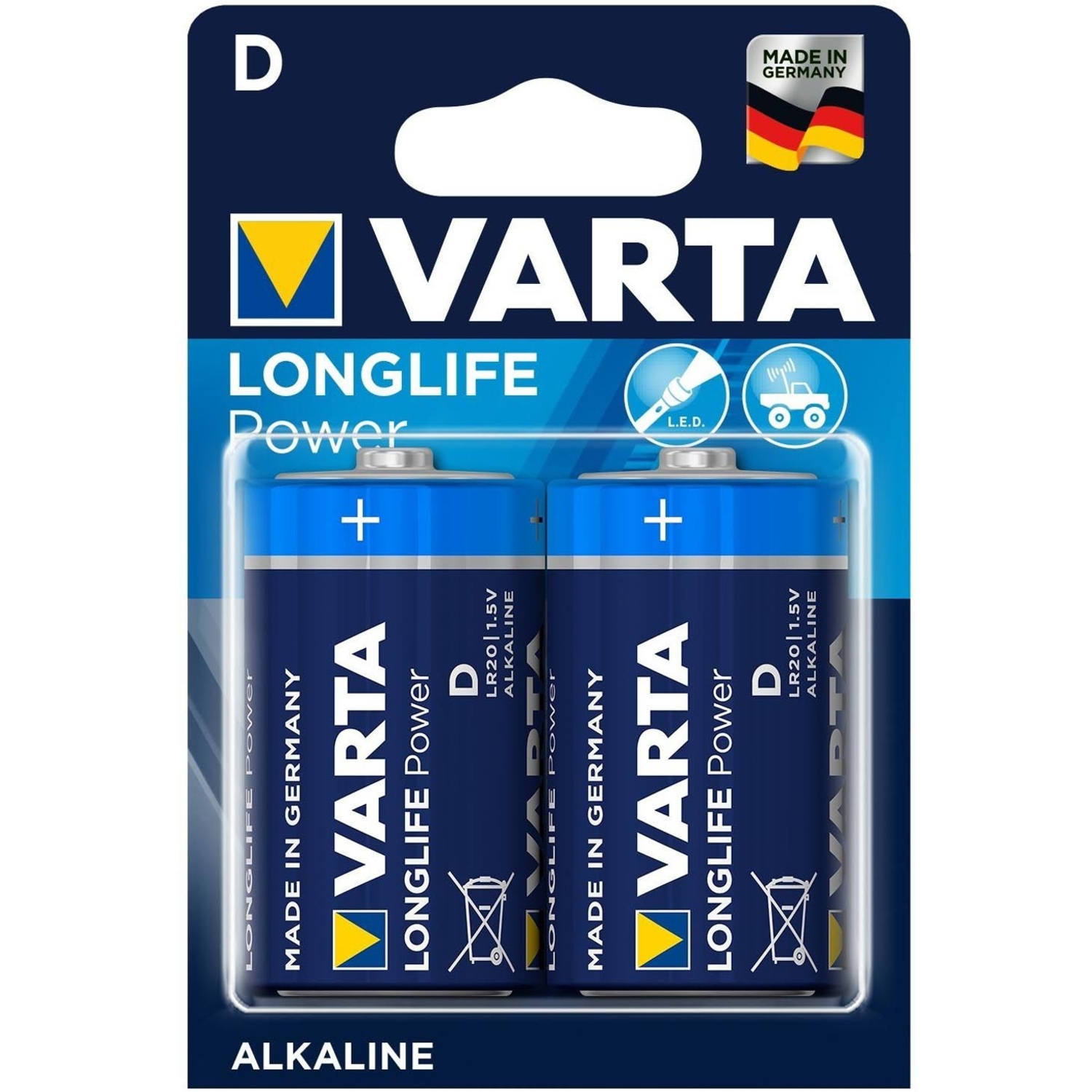 Varta Batterie Longlife Power Block Alkaline 1,5V 2er Pack