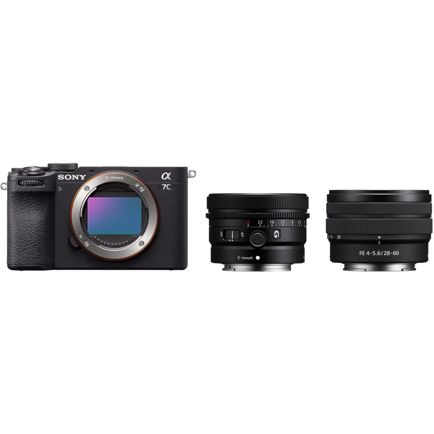Sony Alpha 7C II schwarz mit FE 28-60mm F4-5.6 und FE 40mm F2.5 G