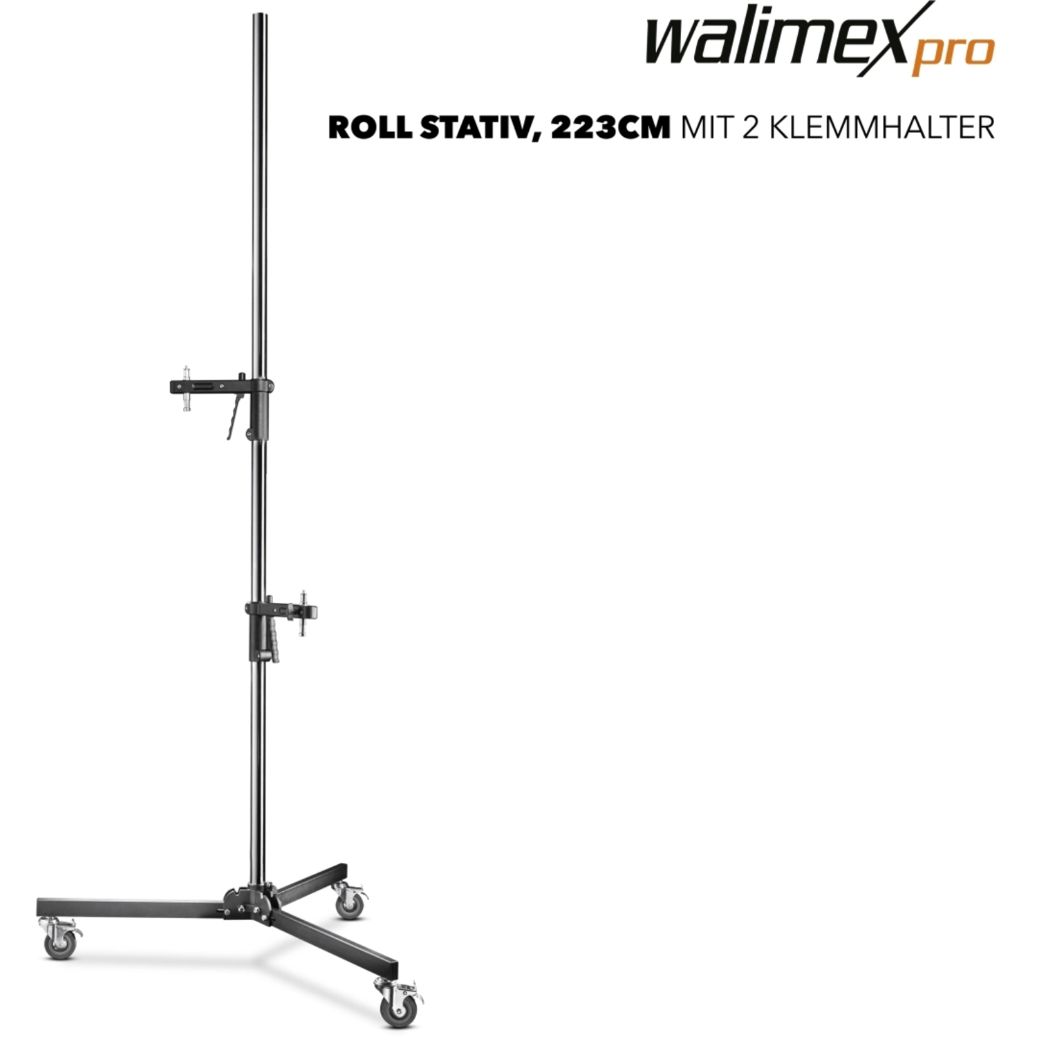 Walimex pro Rollstativ, 223cm, mit 2 Klemmhaltern