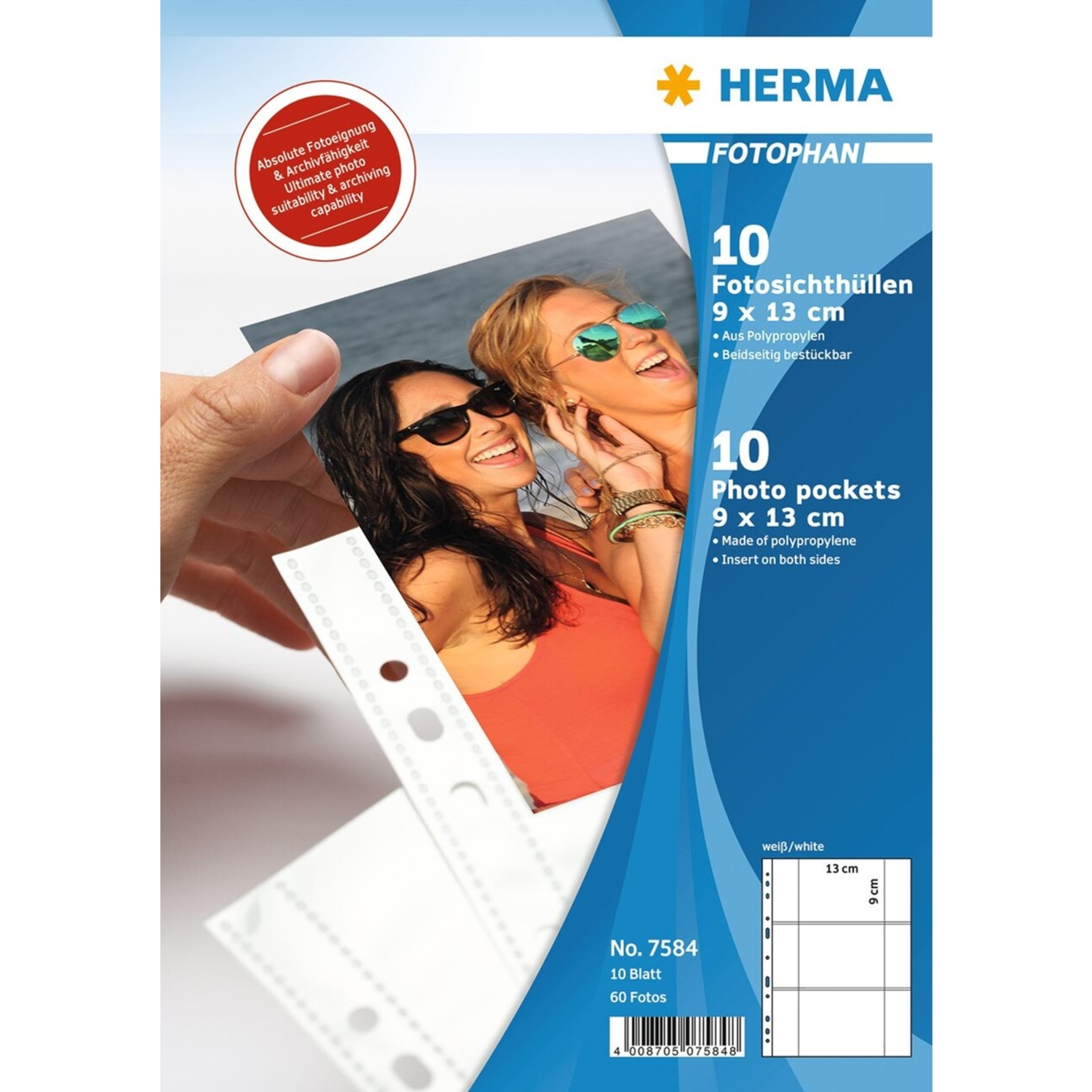 Herma Fotosichthüllen für 9 x 13 cm Bilder, weiß, 10 Hüllen