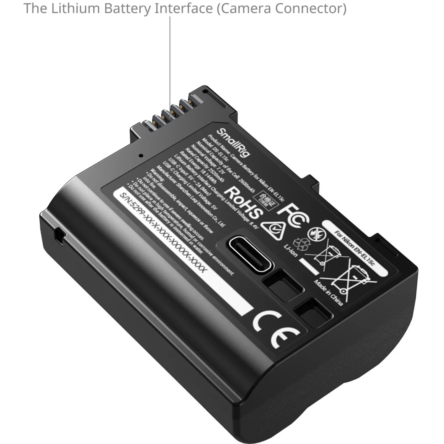 SmallRig USB-C-Akku mit Ladeanzeige für Nikon EN-EL15c