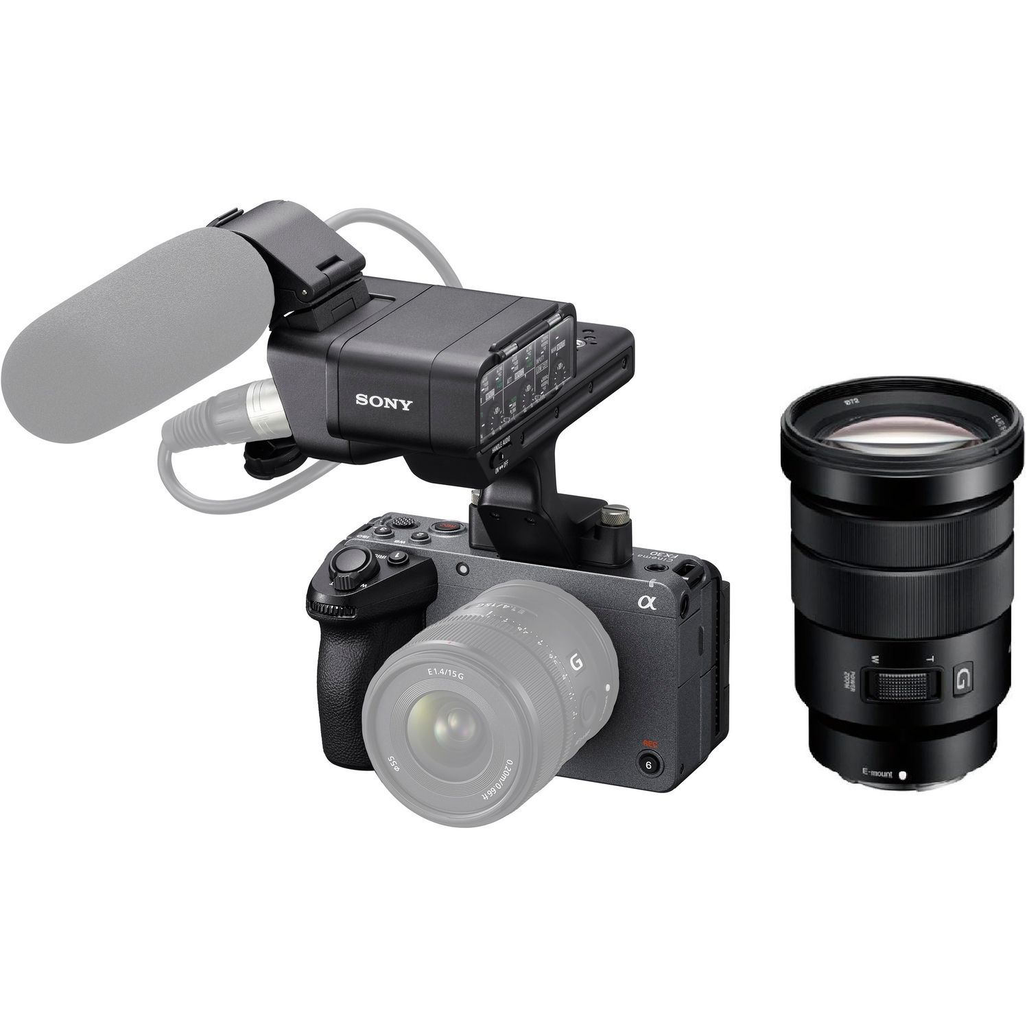 Sony FX30 mit XLR Handgriff und E PZ 18-105mm F4 G OSS