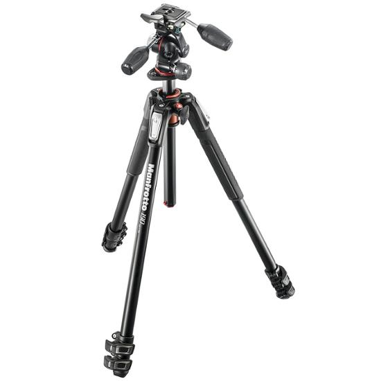 Manfrotto 190 Set Aluminium-Stativ mit 3-Wege-Neiger