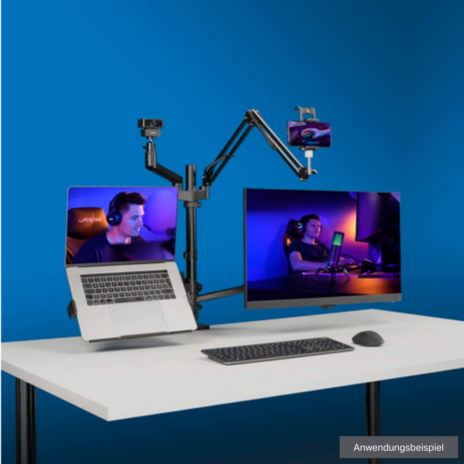 Hama Monitorhalterung mit 4 Armen für Streaming Setup