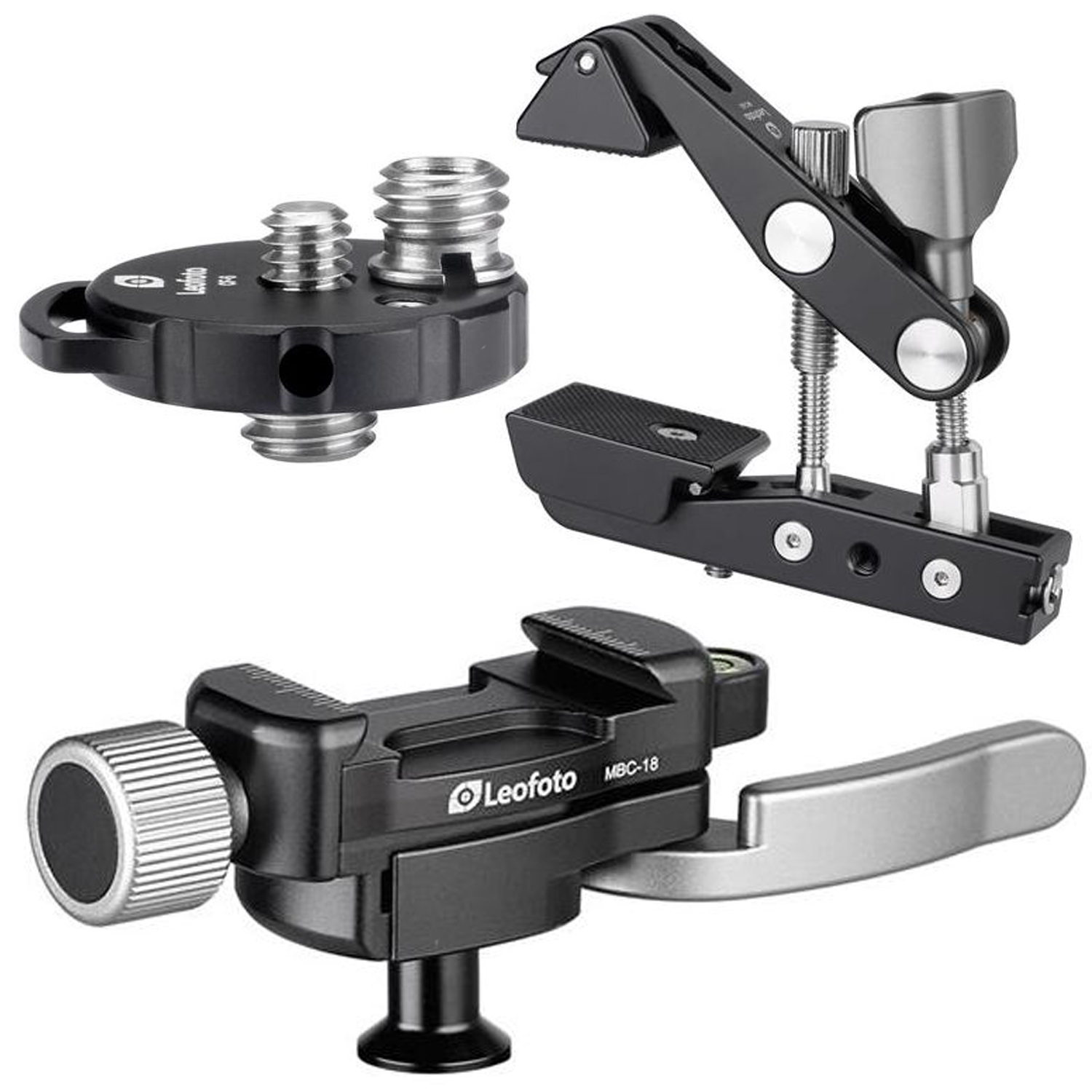Leofoto MBC-18 Kugelkopf + MC-80 Mehrzweckklemme + CF-6 Adapter