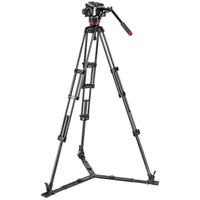 Manfrotto Fluid-Videokopf 504X mit Carbonfaser-Doppelrohrstativ GS