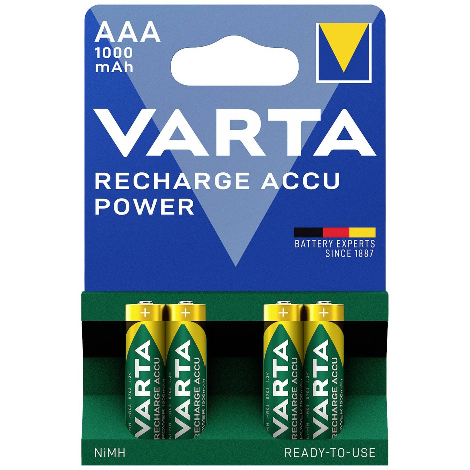 Varta Batterie Recharge Accu Power AAA Micro Ni-MH 1,2V 4er Pack
