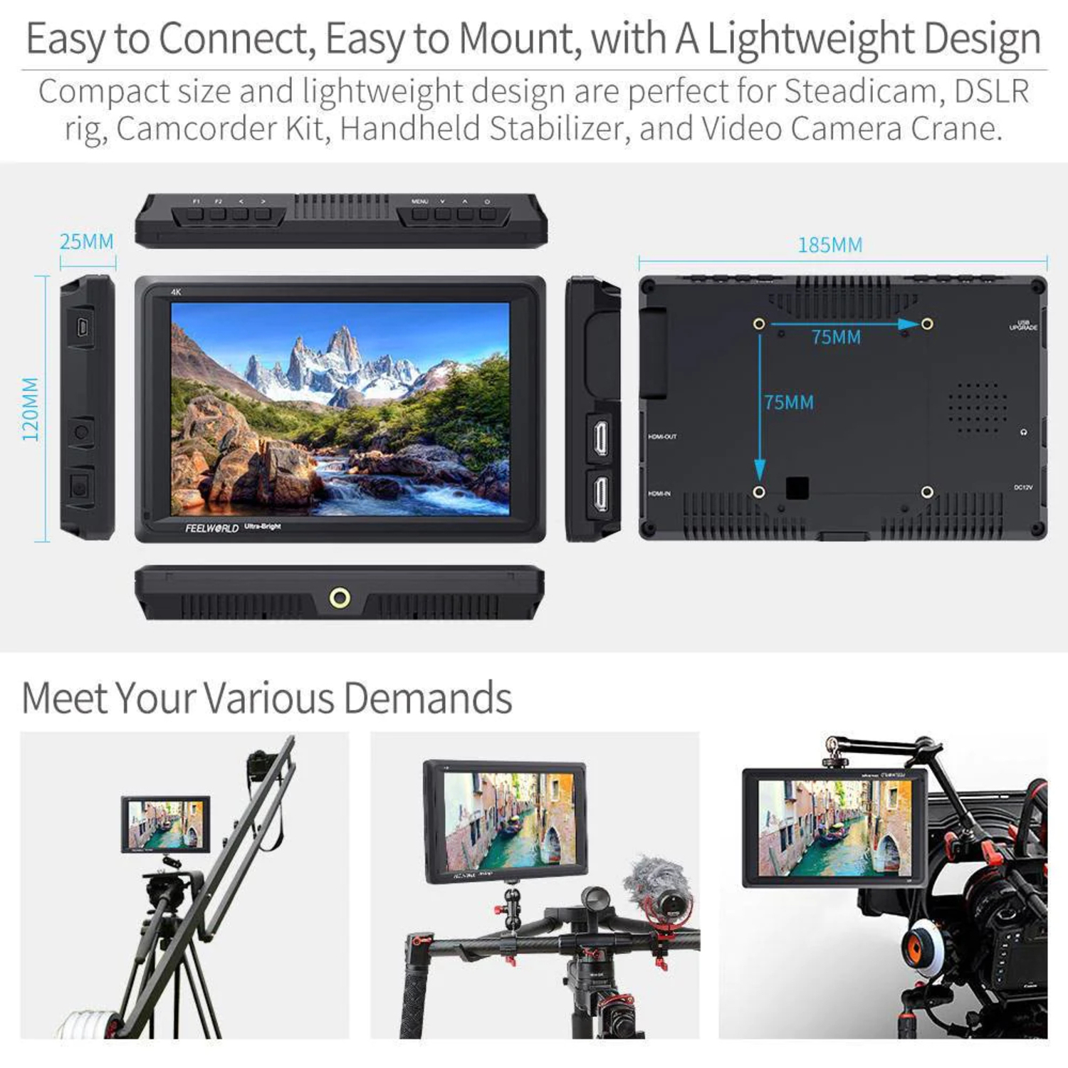 Feelworld FW279 7 Zoll Ultra Bright Fieldmonitor 4K HDMI