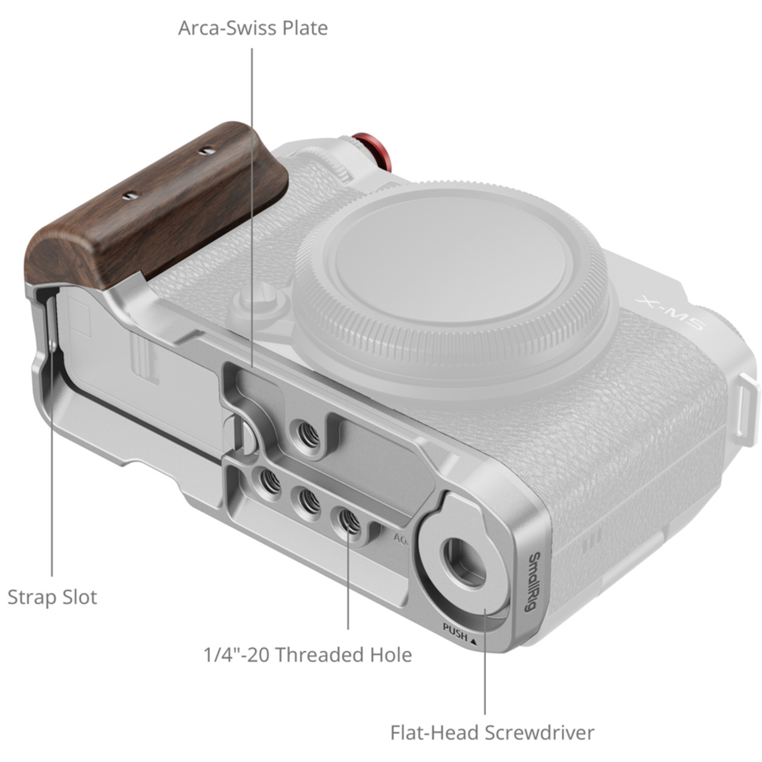 SmallRig L-förmige Montageplatte mit Holzgriff 5261 für Fujifilm X-M5