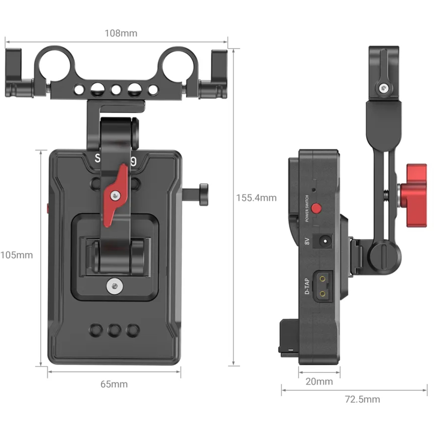 SmallRig V-Mount Akku-Adapterplatte mit Verlängerungsarm 3499B