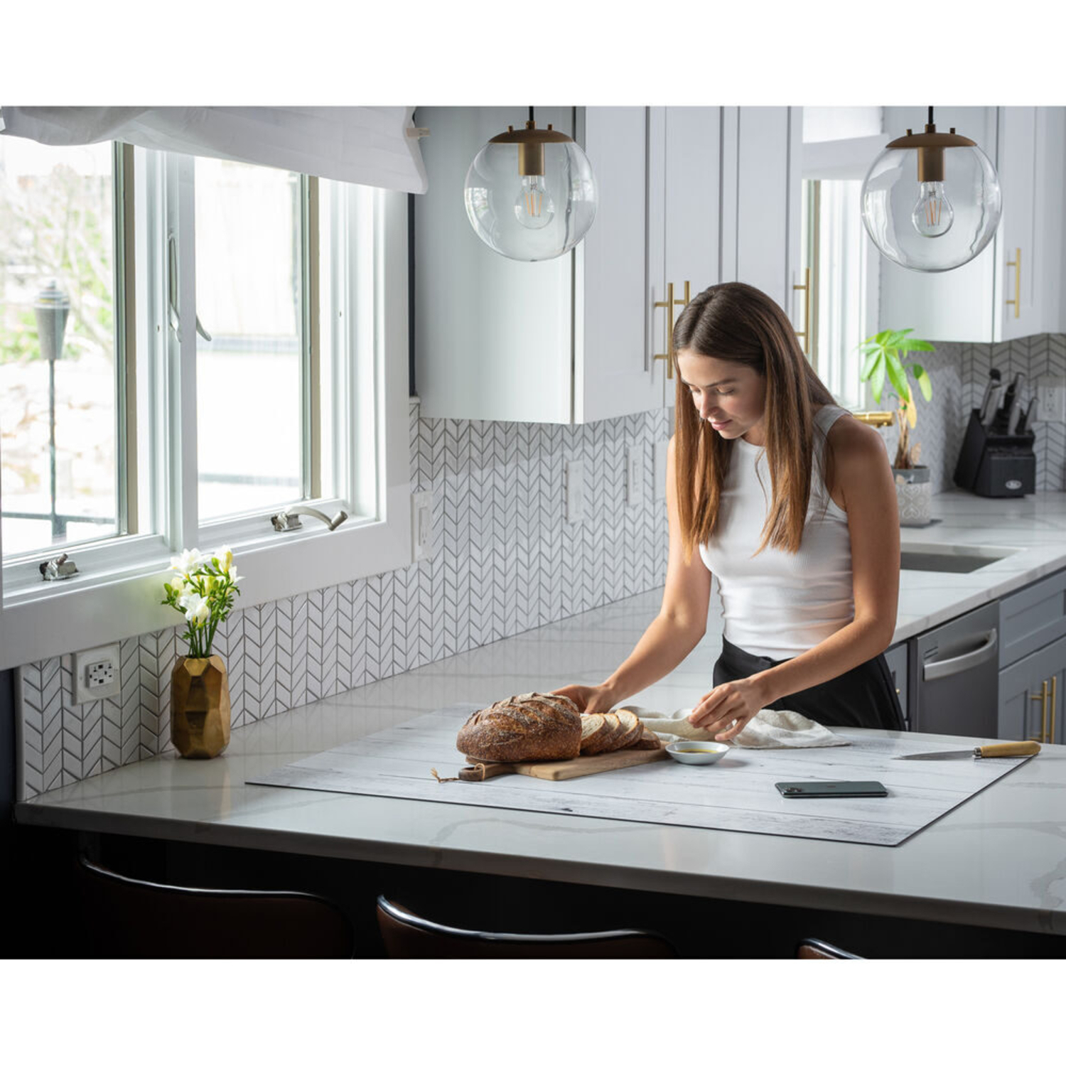 V-Flat World Duo Board Whitewash/Hickory Planks XL