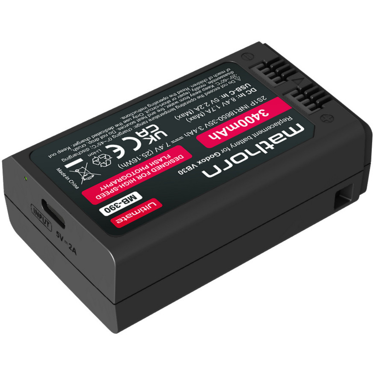 Mathorn Akku MB-390 3400mAh USB-C für Godox VB30