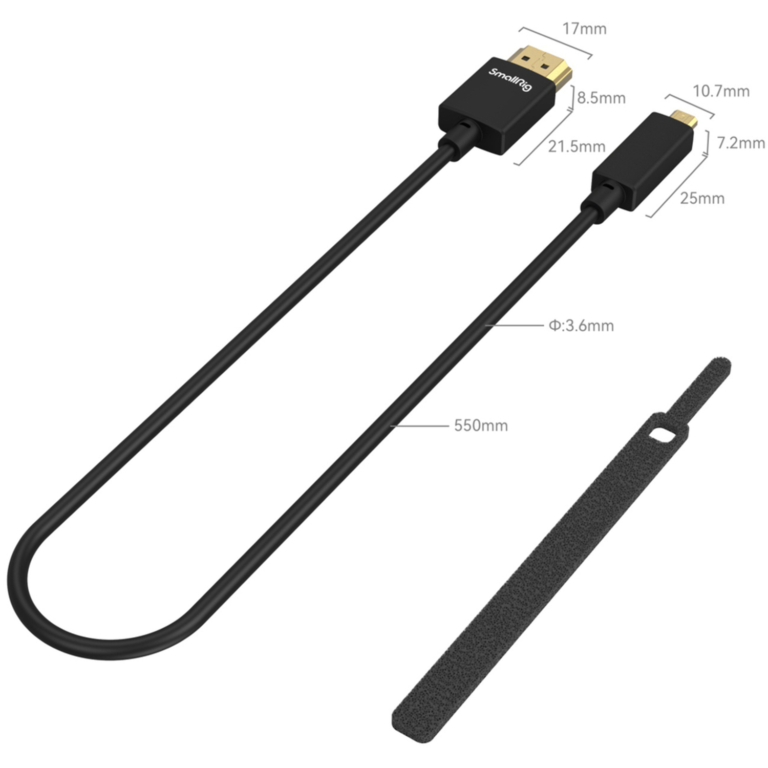 SmallRig Ultra-Slim 4K HDMI Kabel Typ D zu Typ A 55cm 3043B 