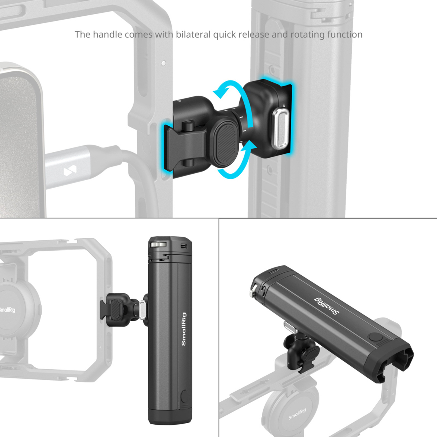 SmallRig drehbarer beidseitiger QR-Seitengriff mit M.2-SSD-Gehäuse 4841