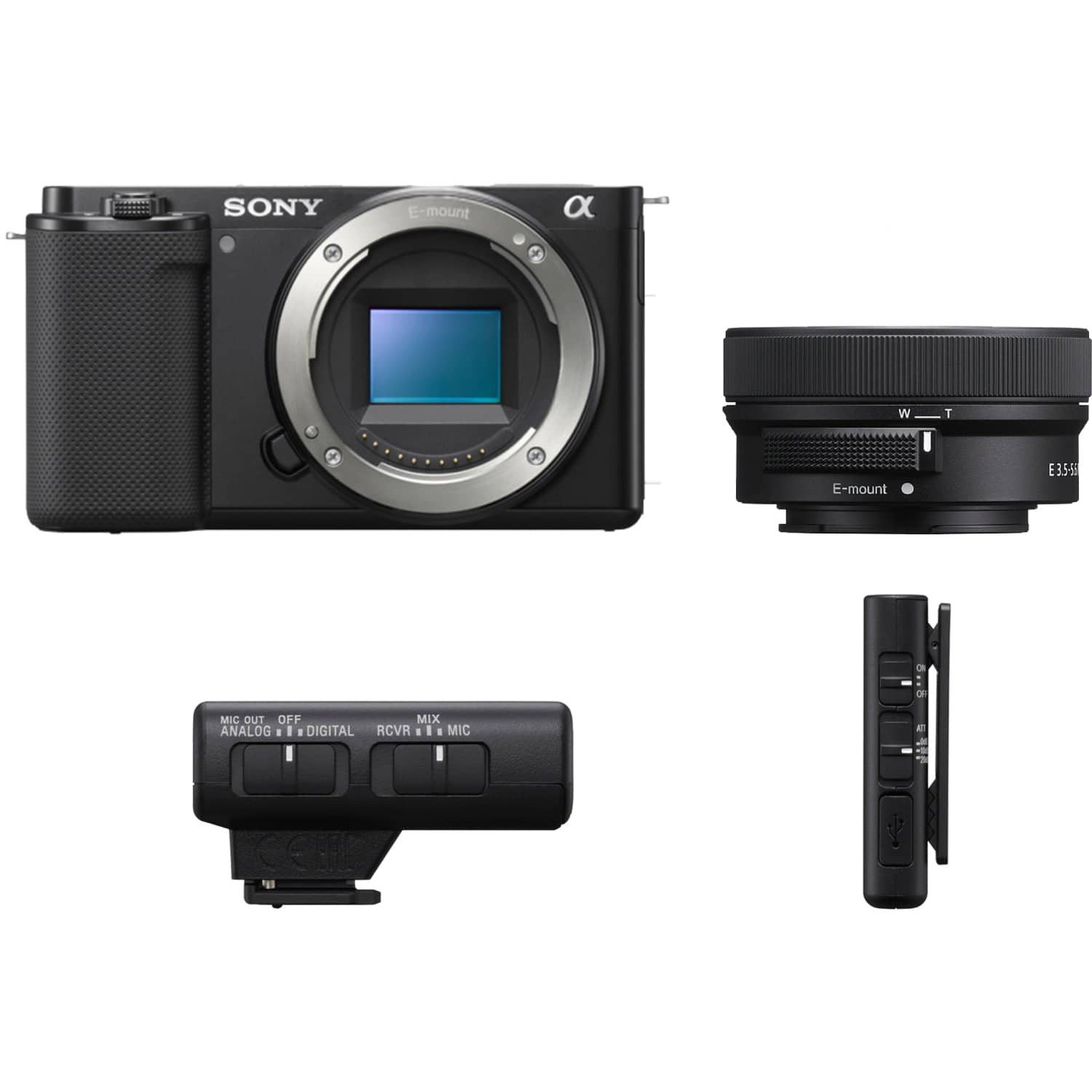 Sony Alpha ZV-E10 mit E PZ 16-50mm F3.5-5.6 OSS und ECM-W2BT Mikrofon