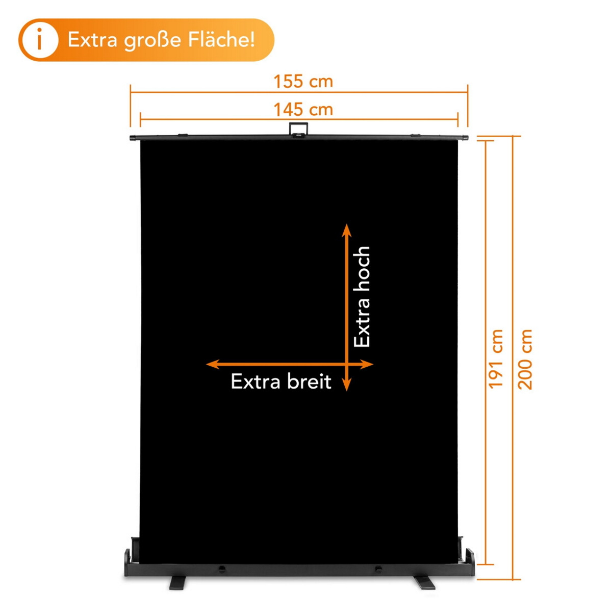 Walimex pro Roll-up Panel Hintergrund in Schwarz 155x200 cm