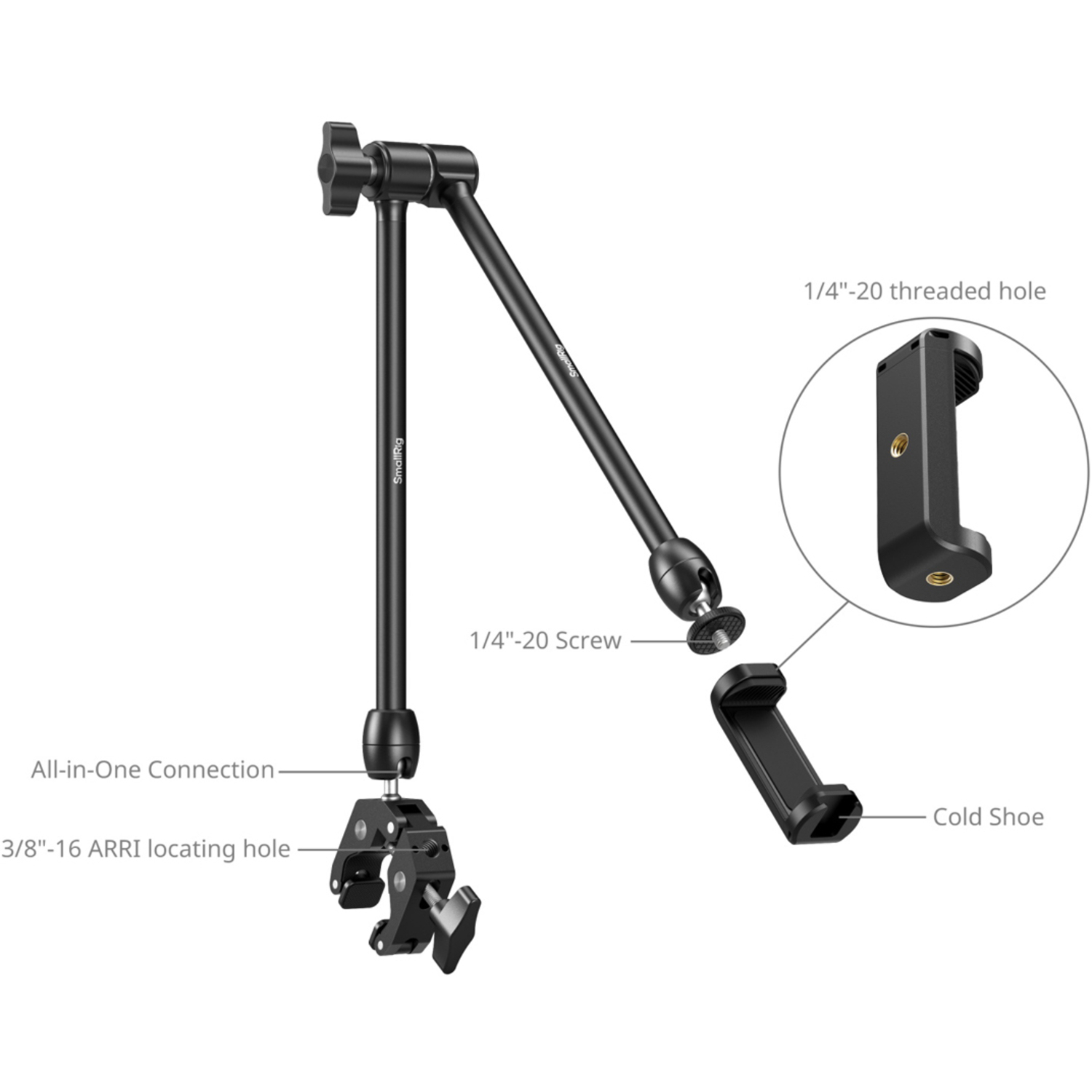 SmallRig Desktop Magic Arm mit krabbenförmigen Klemmarm 5624
