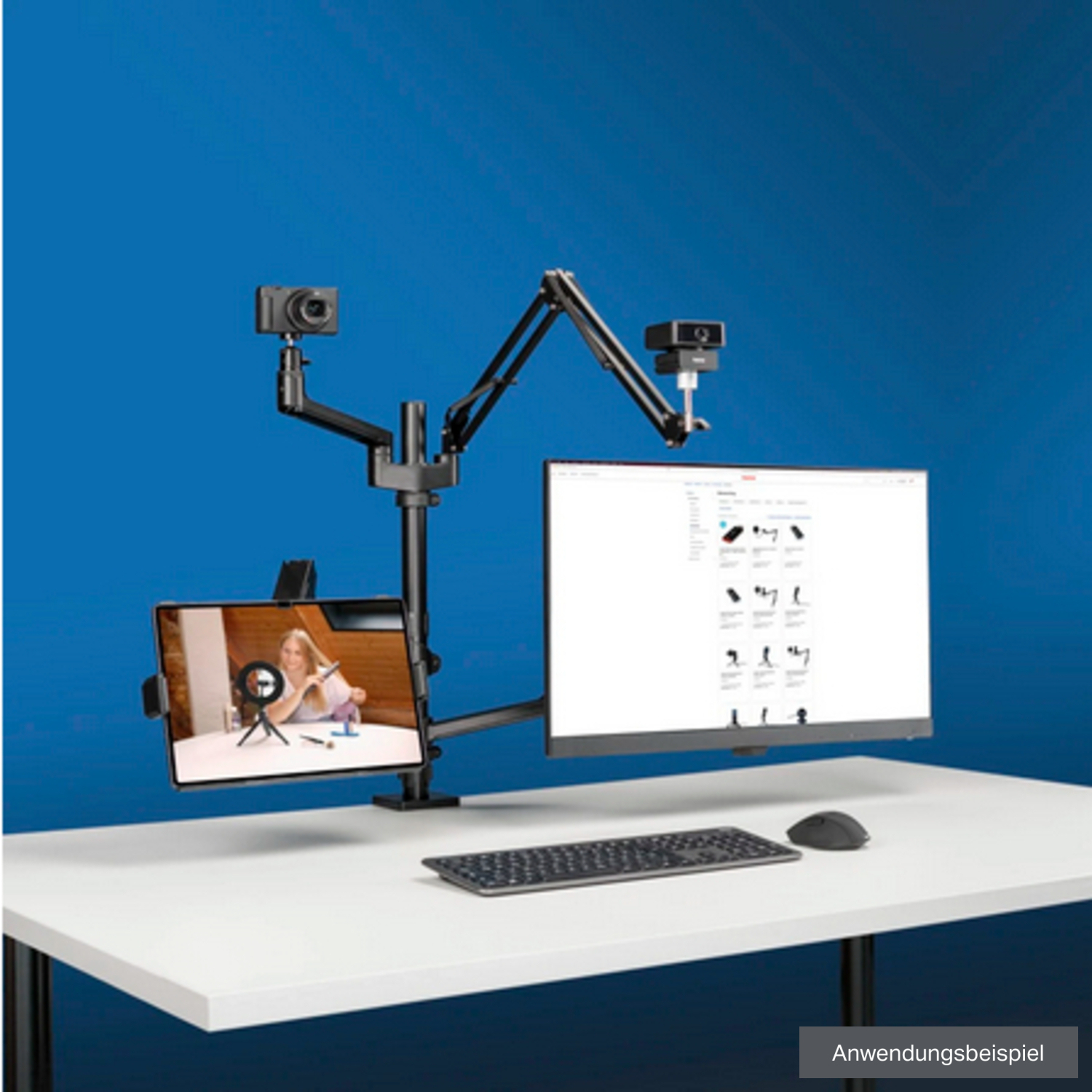 Hama Monitorhalterung mit 4 Armen für Streaming Setup