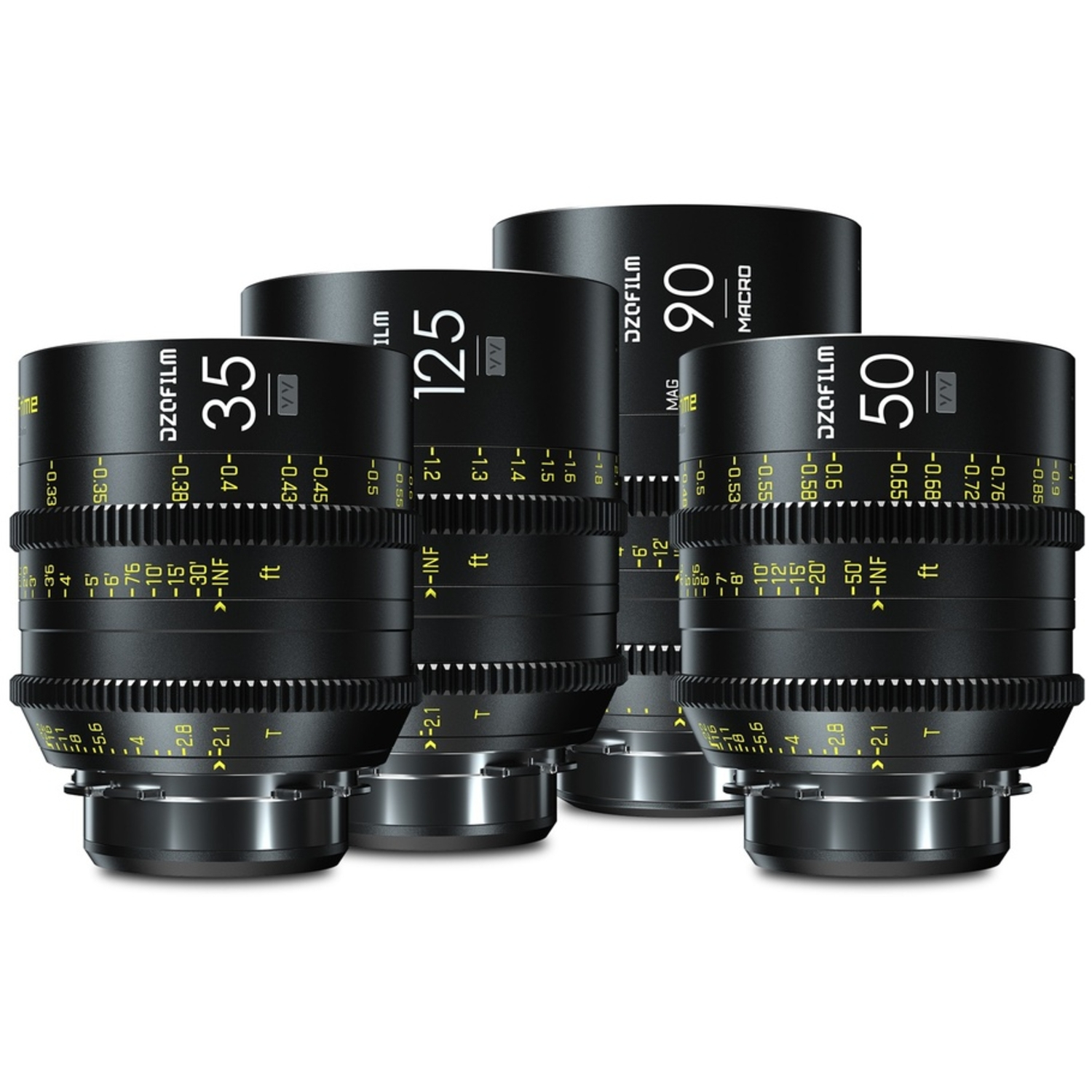 DZOFILM VESPID PRIME 4-Lens Kit 35/50/125mm T2.1 und Makro 90mm T2.8 für Arri PL-Mount