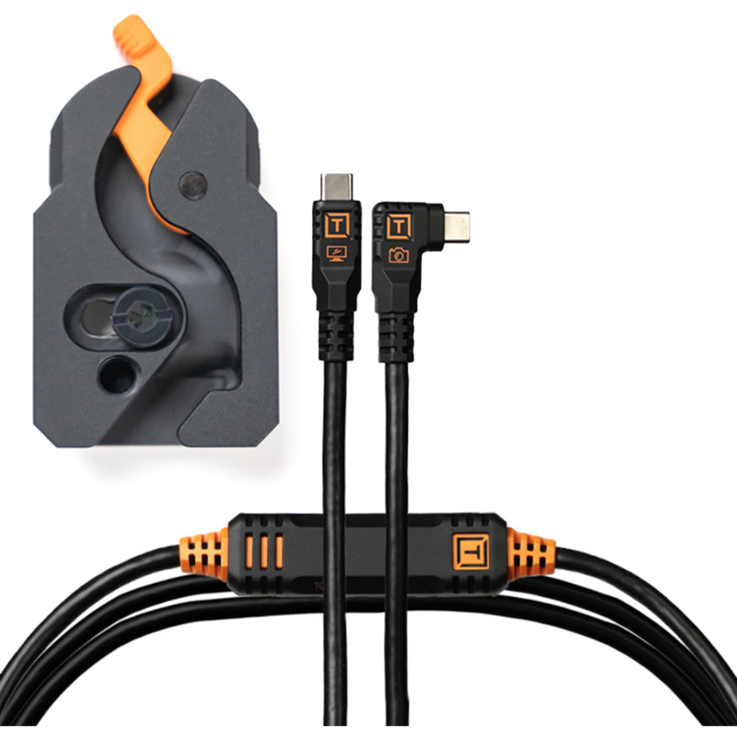 Tether Tools LeverLock mit USB-C an USB-C rechtsgewinkelt Kabel 4,6m schwarz