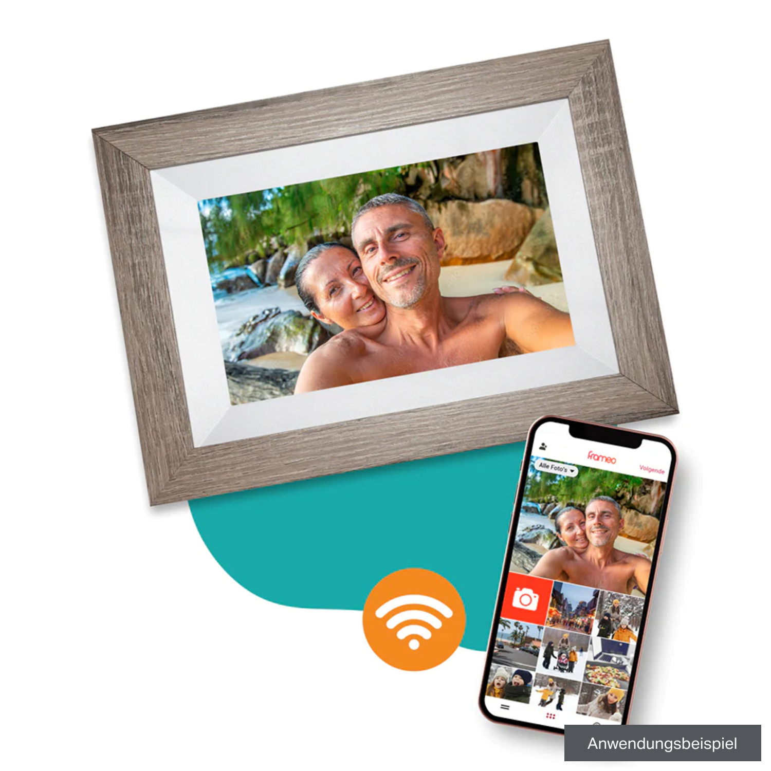 Pora&Co Digitaler Holzbilderrahmen WF-805T-DB 8" dunkelbraun