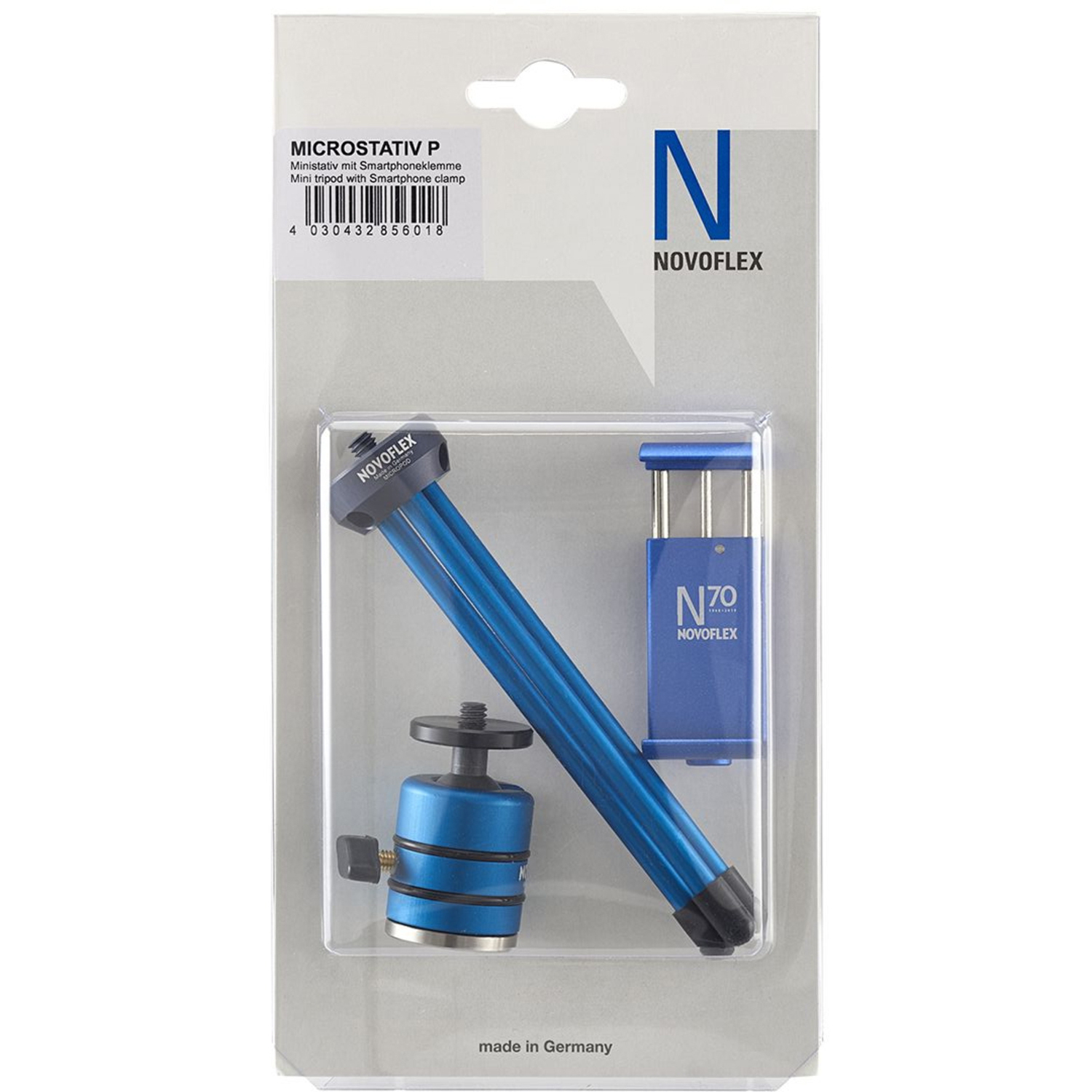 Novoflex Ministativ P mit Stativkopf Ball 19 und Smartphoneklemme