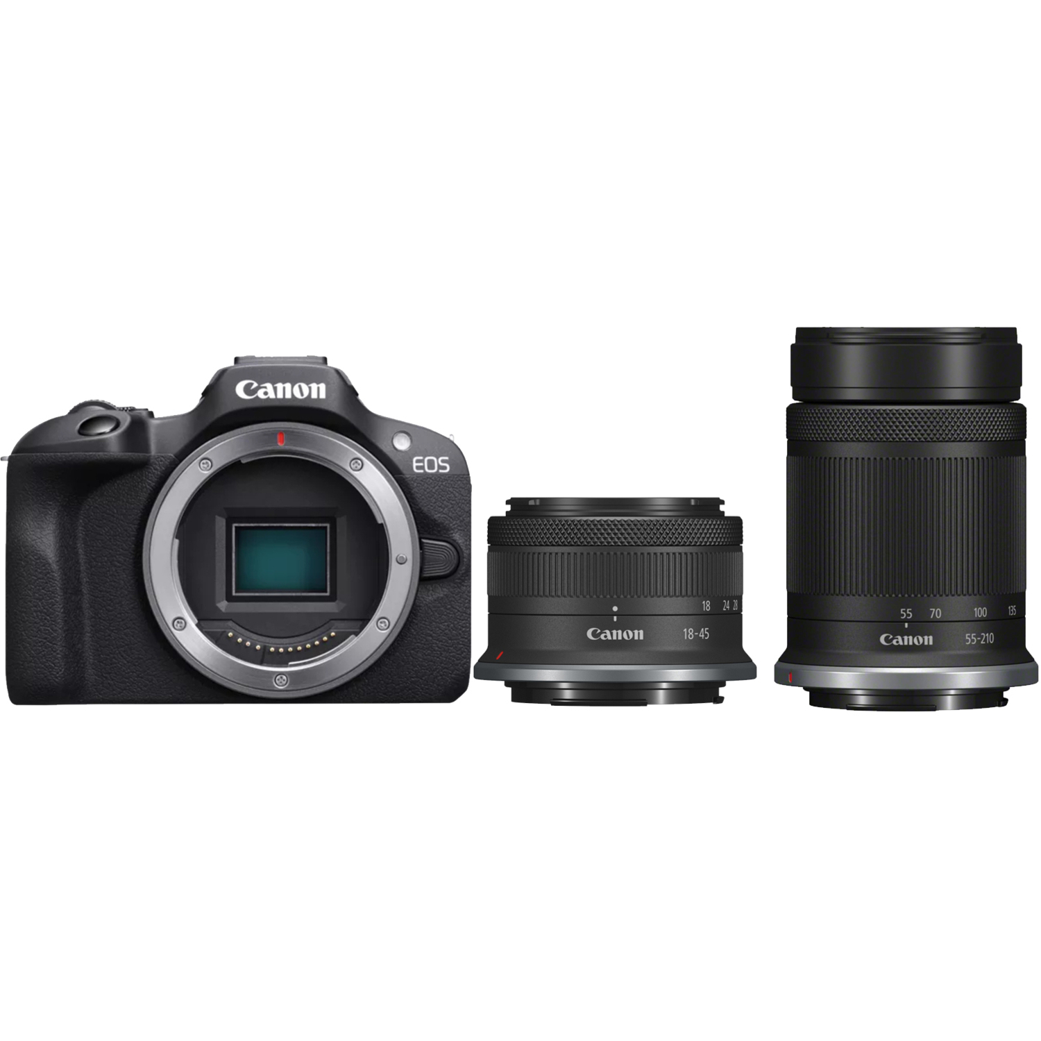 Canon EOS R100 mit RF-S 18-45mm F4.5-6.3 IS STM und RF-S 55-210mm F5-7.1 IS STM