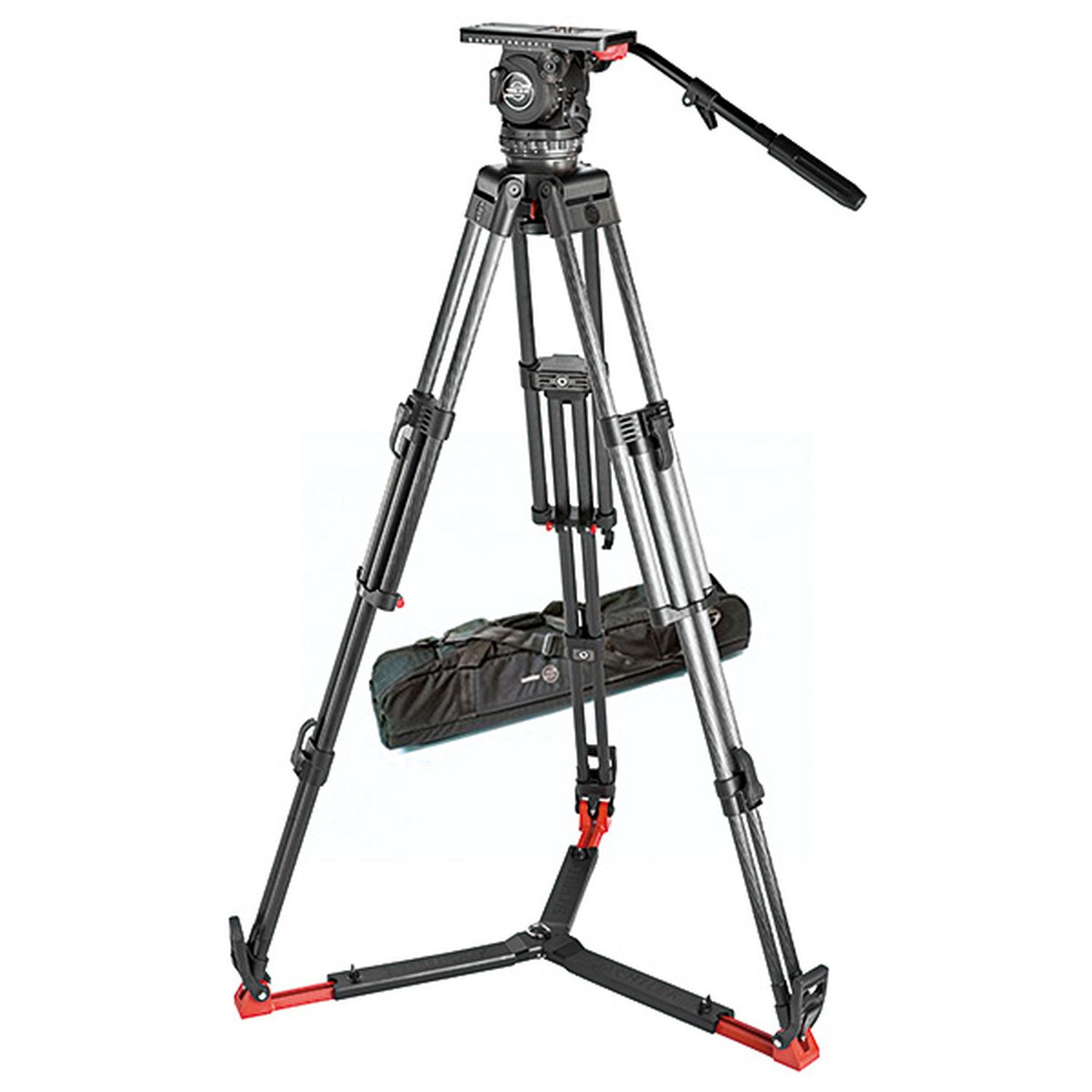 Sachtler SAC2072S1 System Video 20 Kohlefaser mit Stativkopf, ENG 2 CF Heavy-Duty-Stativ, Bodenspinne und Tasche