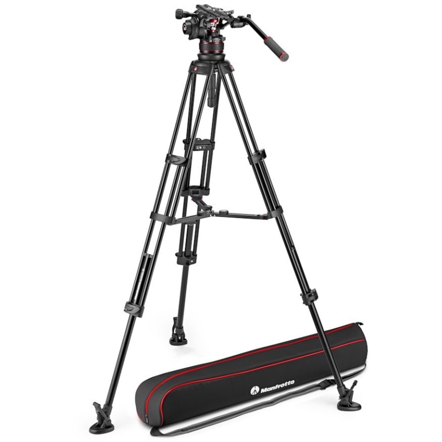 Manfrotto Nitrotech 612 & Alu Doppelrohr-Stativ mit Mittelspinne