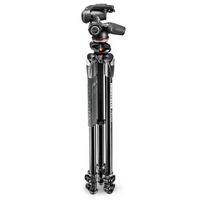 Manfrotto 290 DUAL Kit, Alu Stativ mit 3-Wege-Neiger, 90 Grad Mittelsäule