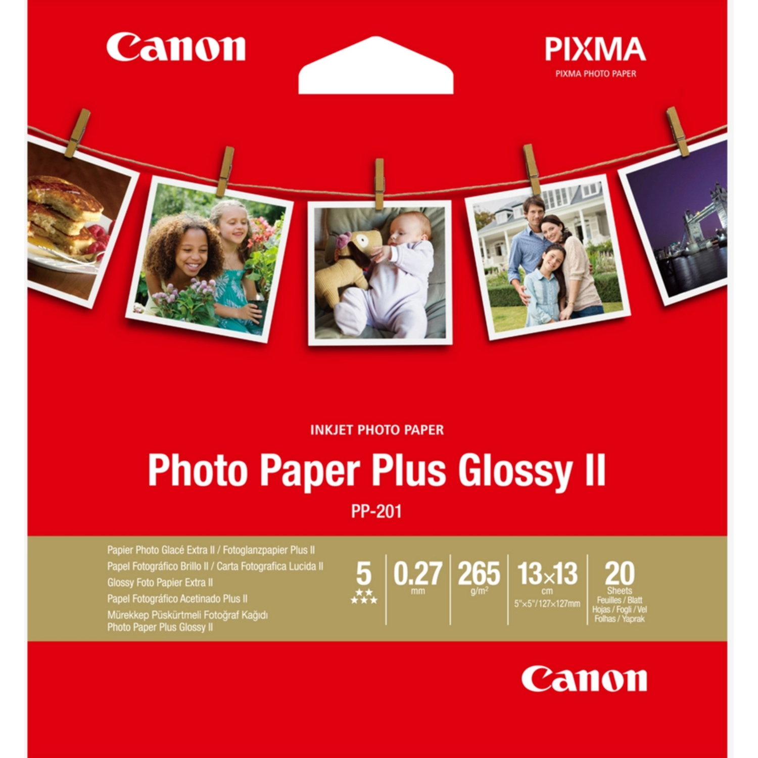 Canon Fotopapier Plus Glossy II PP-201 13 x 13xm 20 Blatt 265g/m²