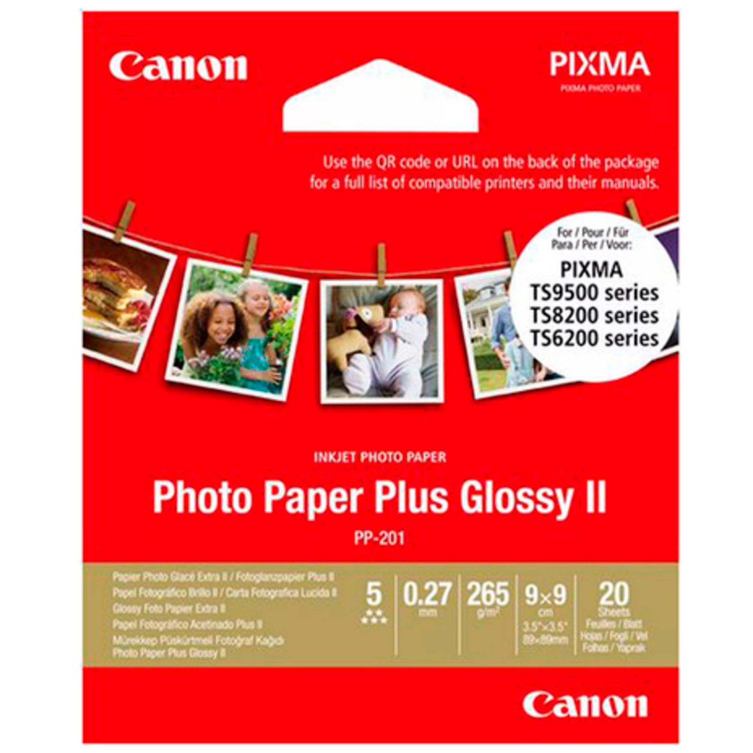 Canon PP-201 Plus Glossy II Fotoglanzpapier 8,9x8,9cm 20 Blatt