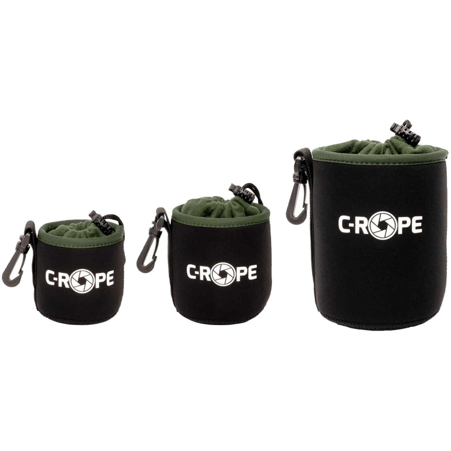 C-Rope Objektivbeutel-Set Neopren (XS, S, M) schwarz-oliv