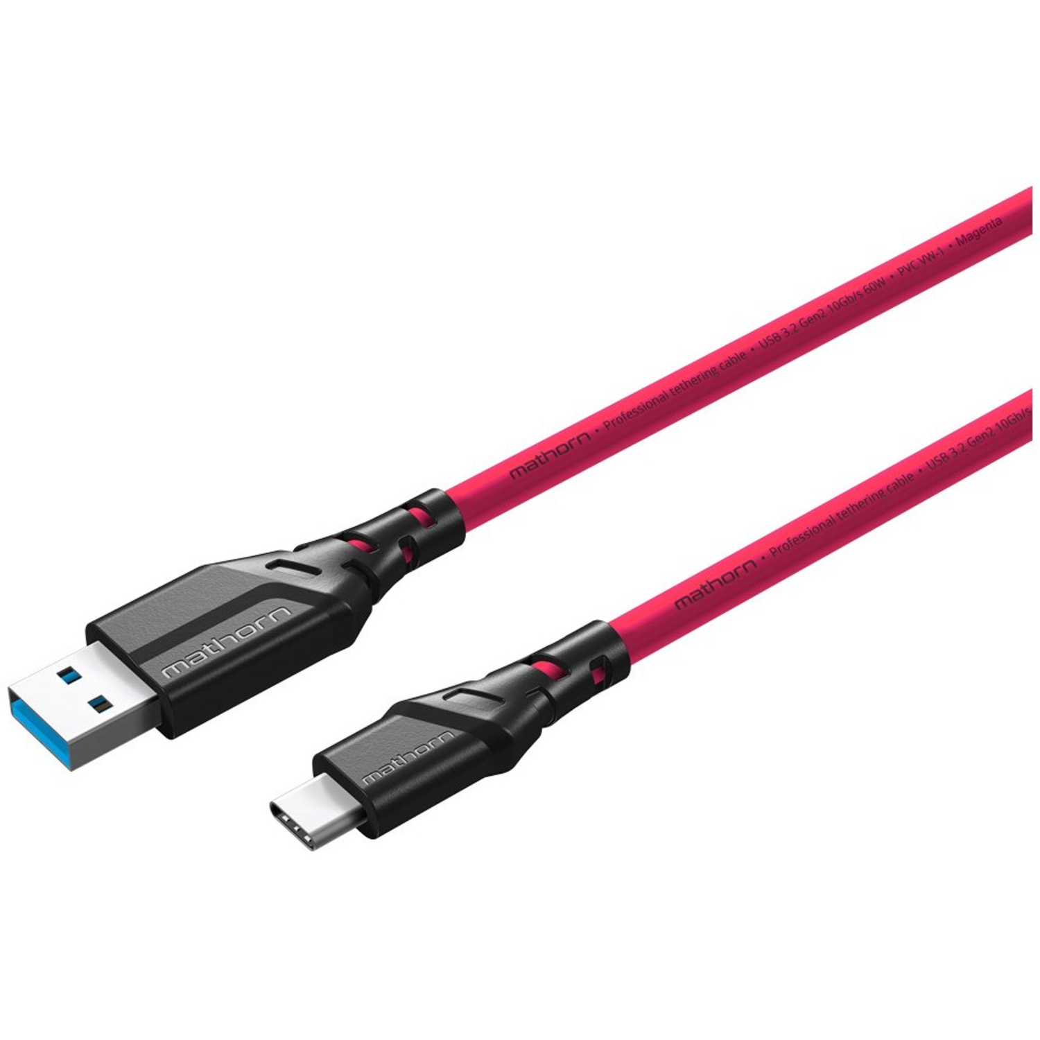 Mathorn Tetheringkabel MTC-200M 2m 10Gbps 60W USB C-A Magenta