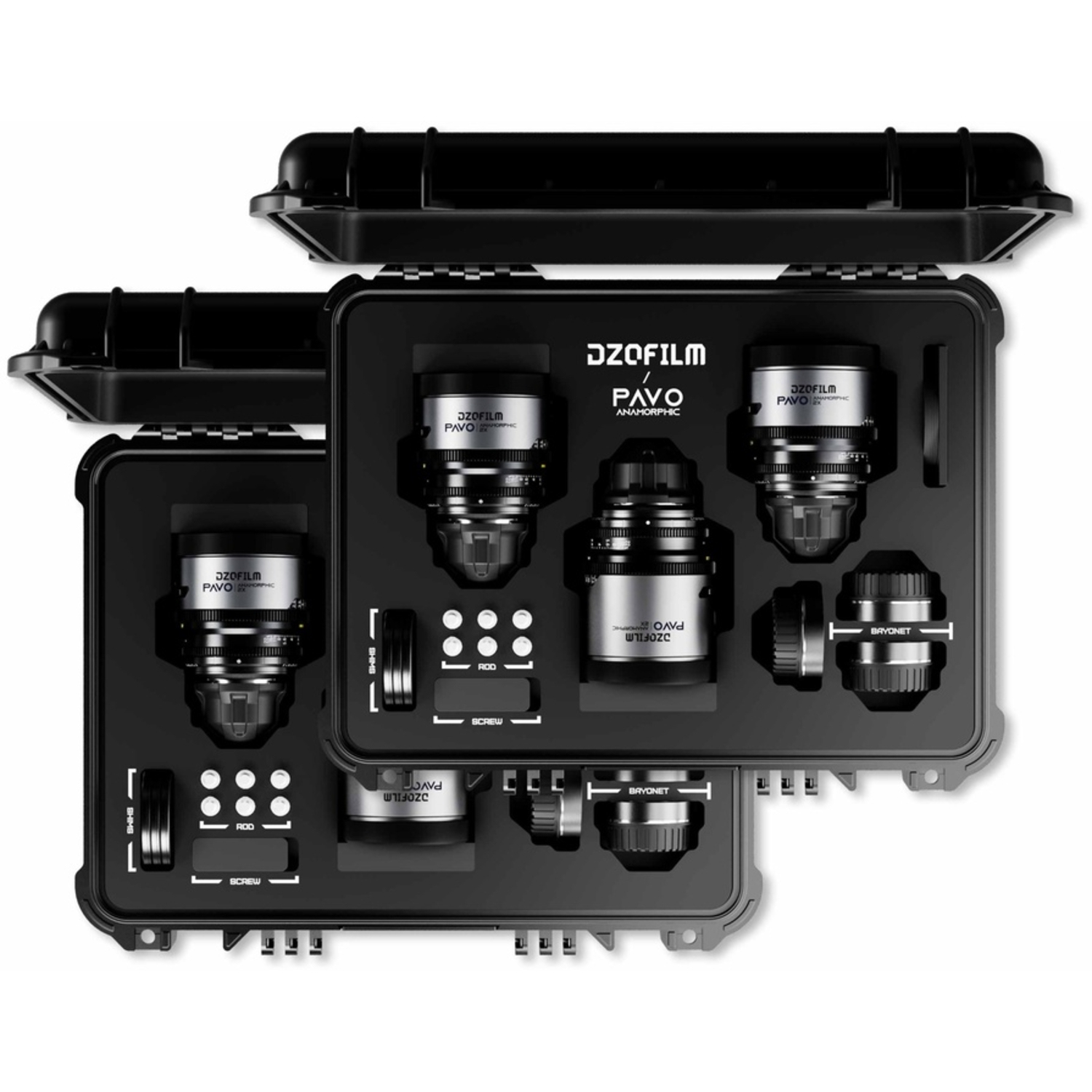 DZOFILM PAVO 2X ANAMORPHIC 6-Lens Kit 28/32/40/55/75/100mm T2.1/T2.4 Blue Coating Metric für PL/EF-Mount