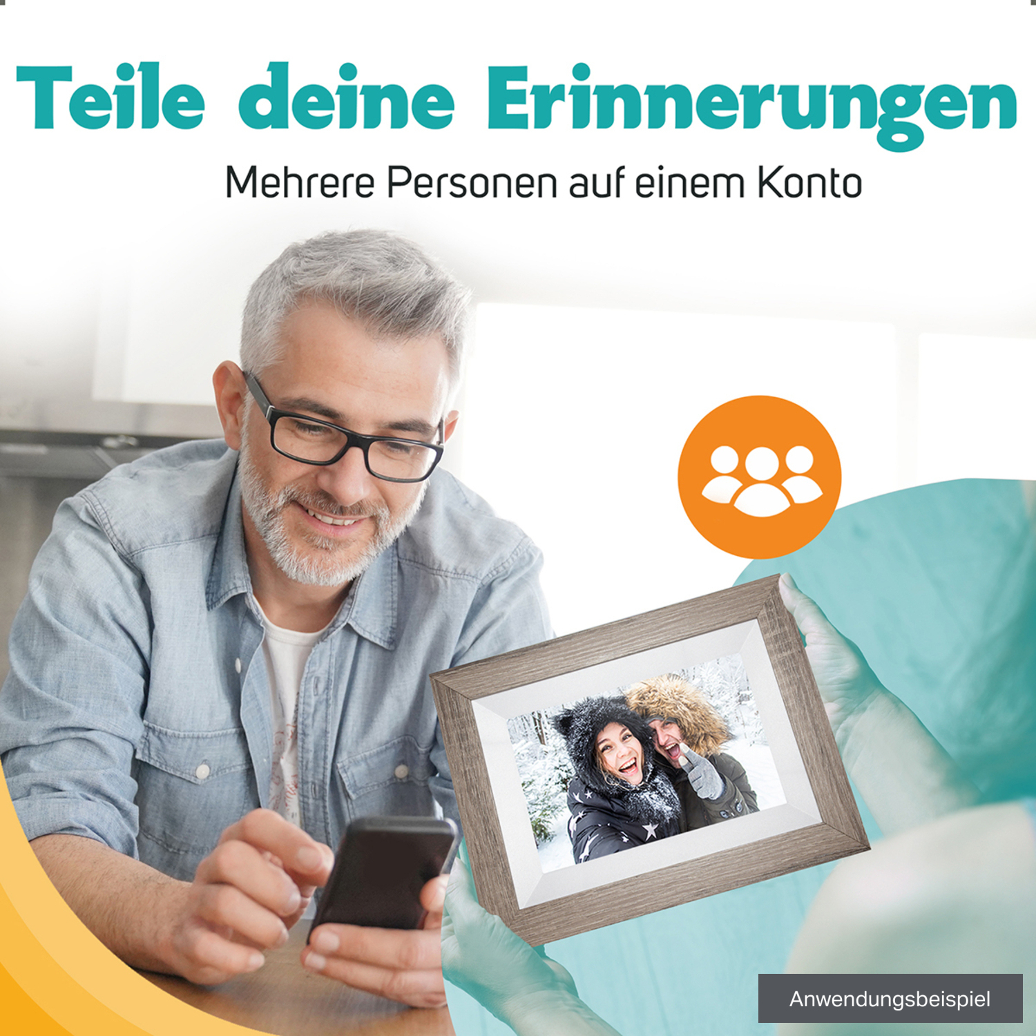 Pora&Co Digitaler Holzbilderrahmen WF-805T-DB 8" dunkelbraun