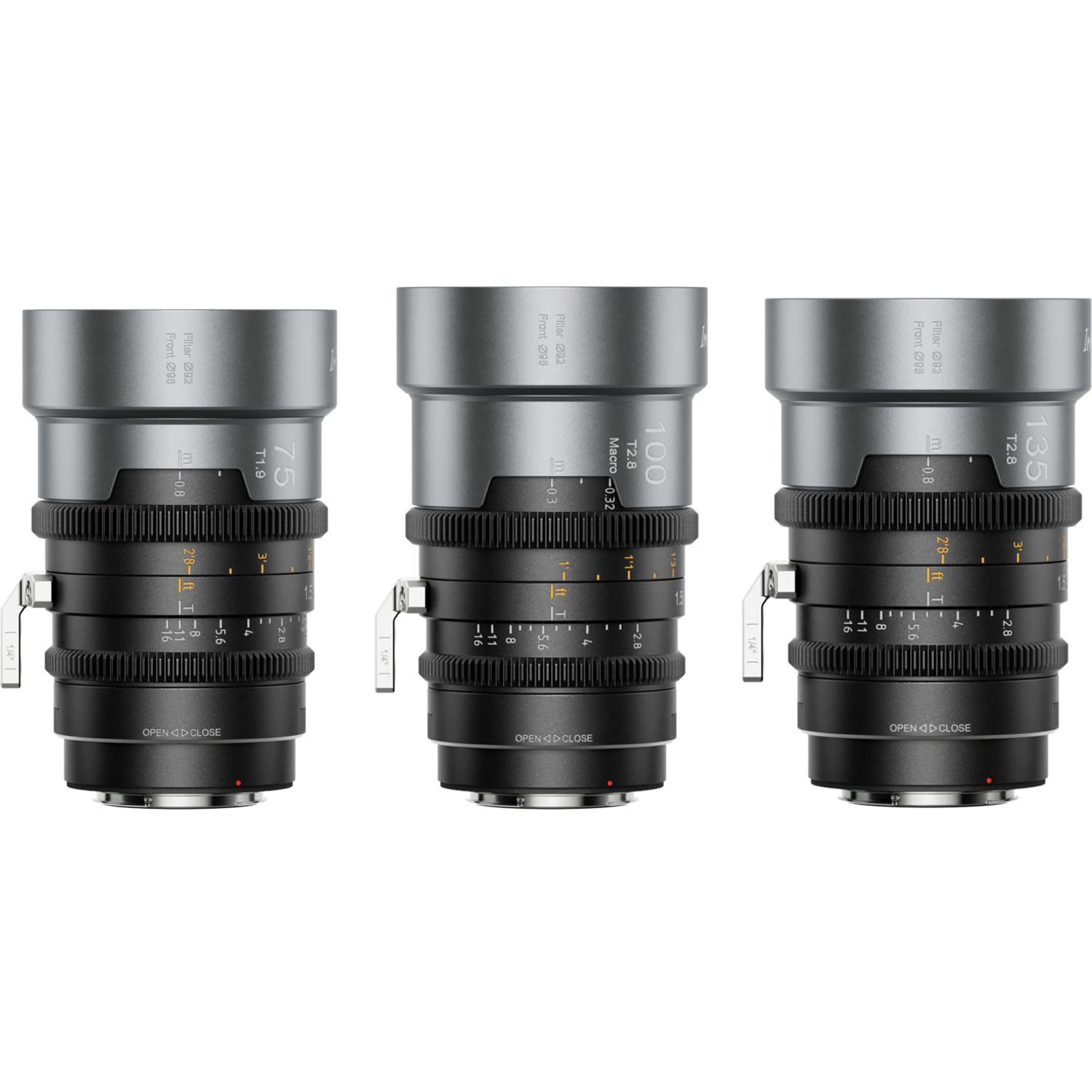 Sirui IronStar 75mm T1.9, 100mm T2.8 und 135mm 1.5x FF anamorphotisch Neutral Flare für PL-Mount