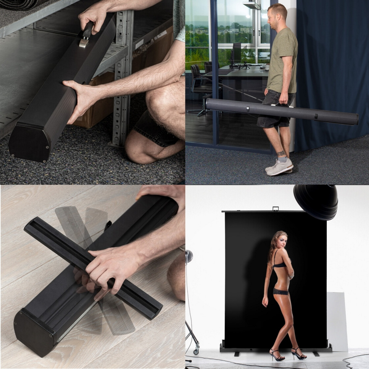 Walimex pro Roll-up Panel Hintergrund in Schwarz 155x200 cm