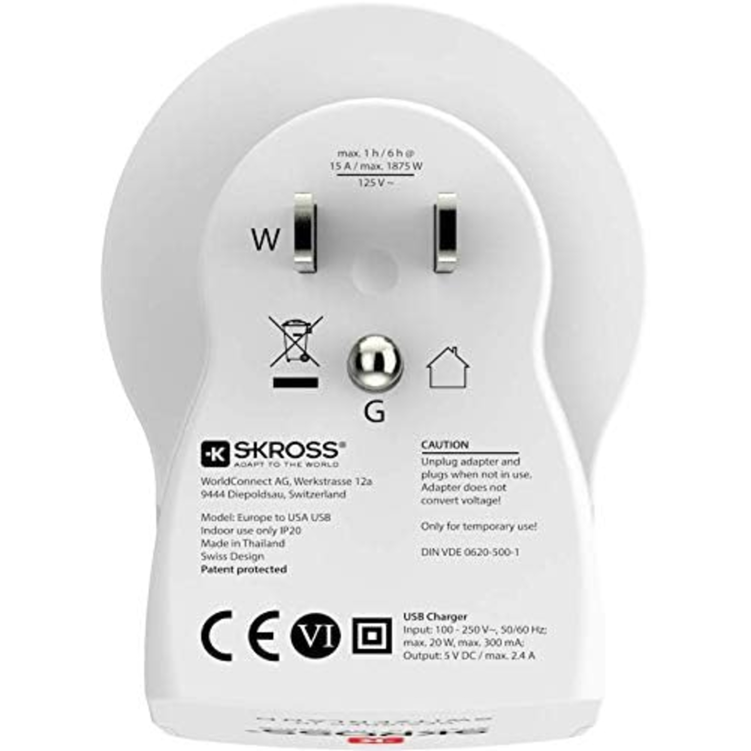 SKROSS Reiseadapterstecker USB Europa auf UK