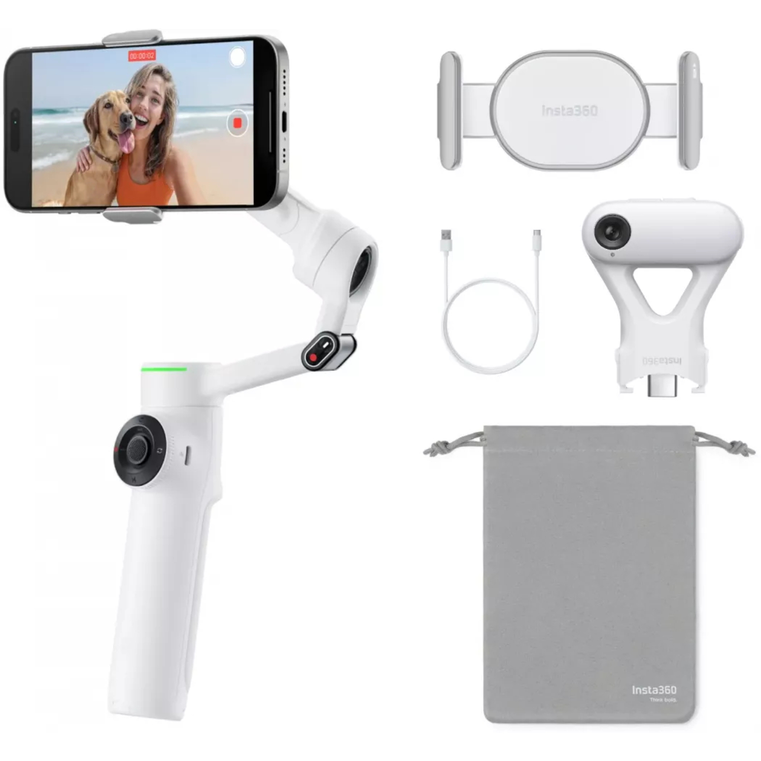 Insta360 Flow 2 Pro AI Tracker Bundle summit white 
