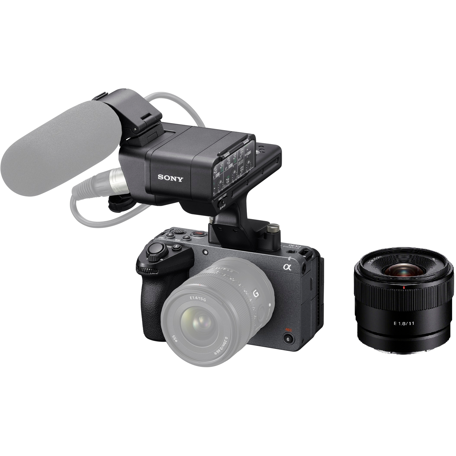 Sony FX30 mit XLR-Griffeinheit und E 11mm F1.8