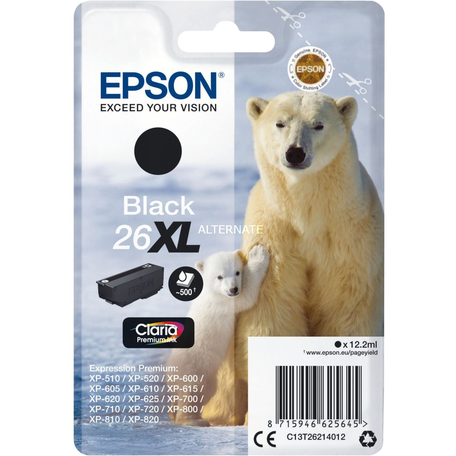 Epson Tinte 26XL Schwarz 12.2 ml 
